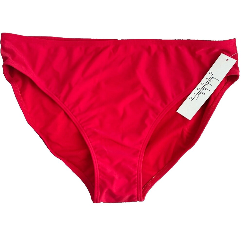 Nicole Miller Studio Red Scoop Bikini Bottom Size Large NWT
